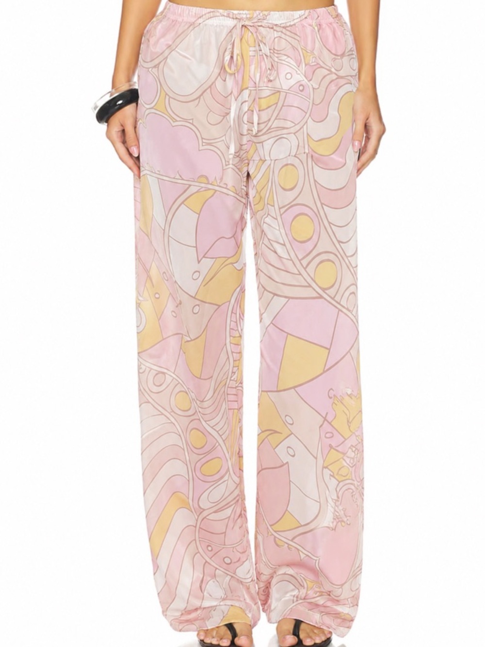 Oasis Pants Pink & Yellow Abstract Prin Wide-Leg Swimsuit Beach Pool Pants large